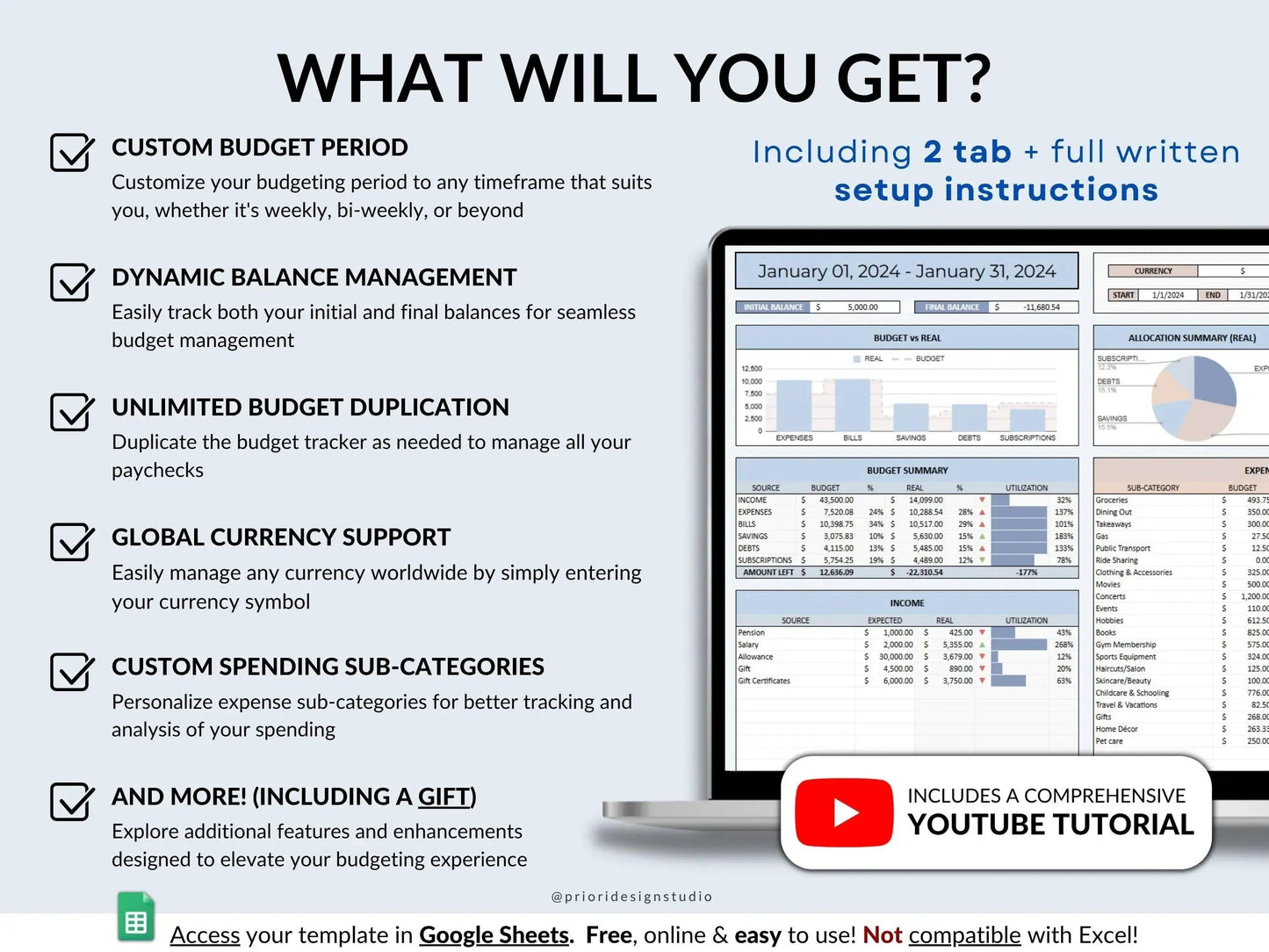 Paycheck Budget Spreadsheet Google Sheets Easy Budget Planner Template Weekly Biweekly Income Allgooddeals