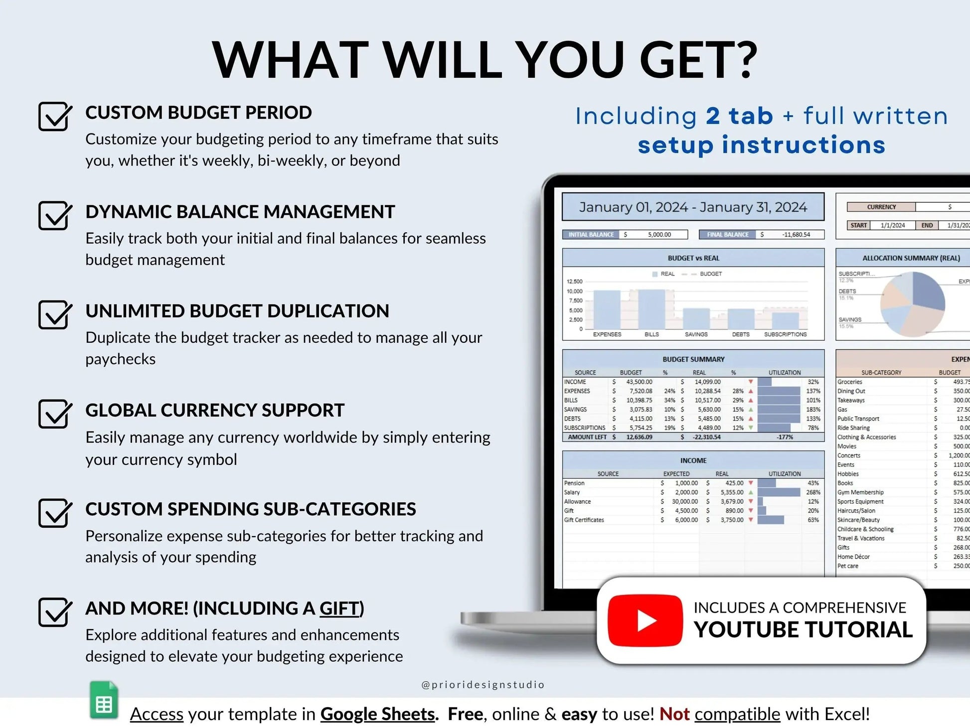 Paycheck Budget Spreadsheet Google Sheets Easy Budget Planner Template Weekly Biweekly Income Allgooddeals