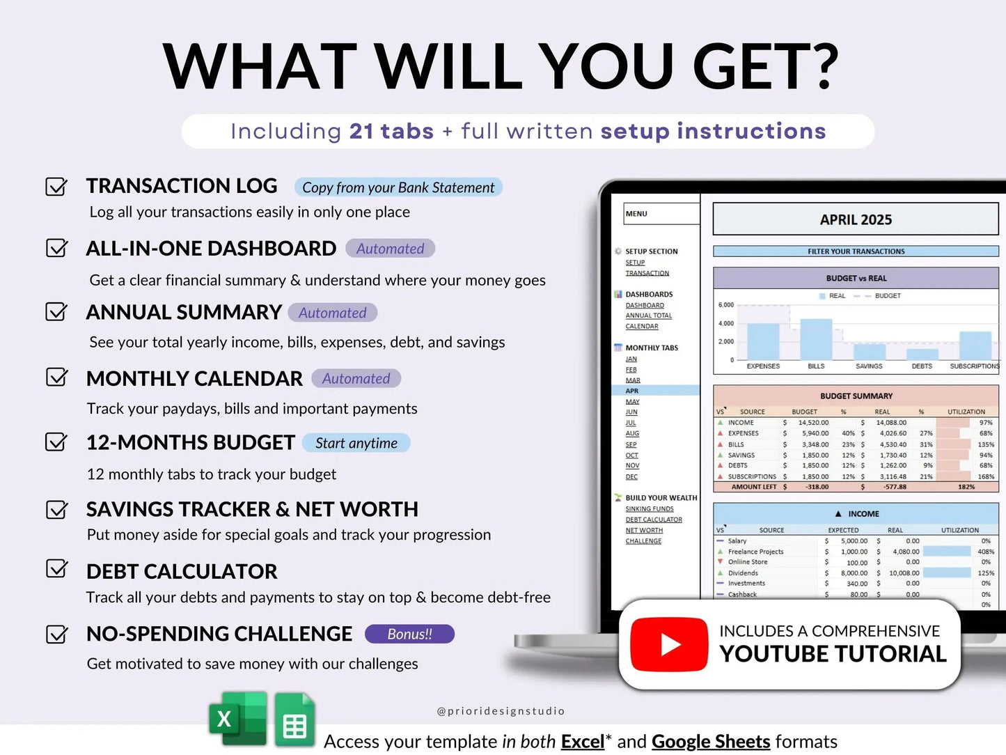Annual Budget Spreadsheet Excel and Google Sheets Yearly Budget Planner Biweekly Budget Monthly Allgooddeals