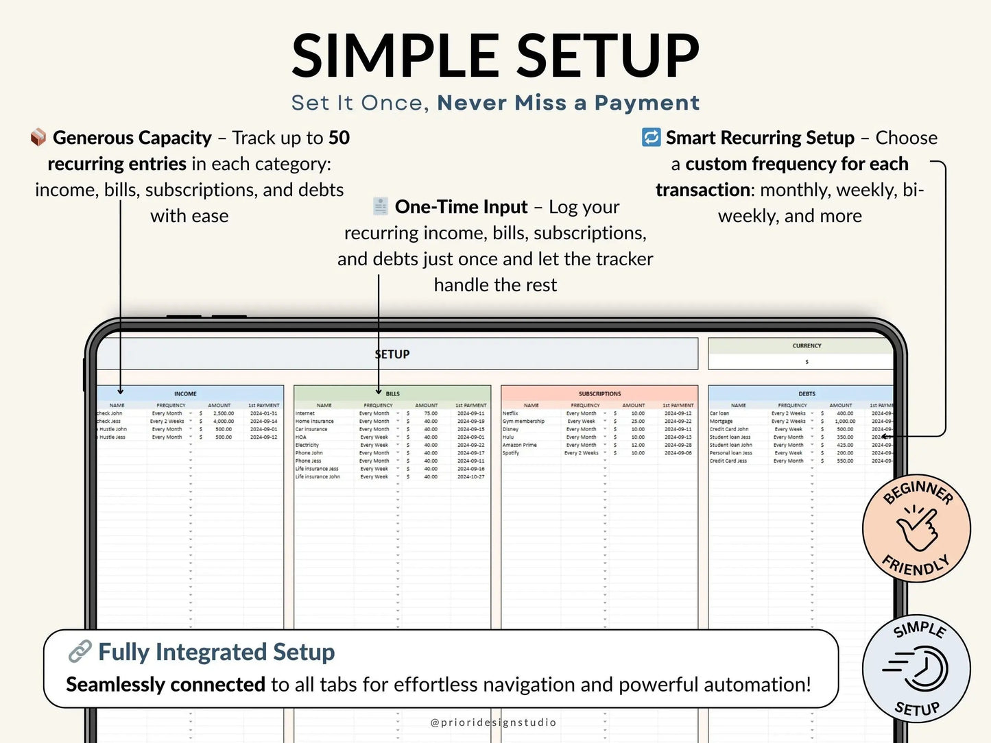 Bill Calendar 2025 2026 Bill Tracker Spreadsheet for Google Sheets and Excel Monthly Smart Bill Planner Editable Personal Allgooddeals