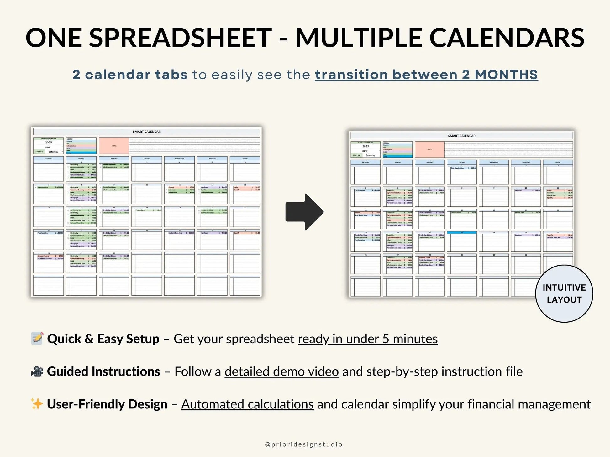 Bill Calendar 2025 2026 Bill Tracker Spreadsheet for Google Sheets and Excel Monthly Smart Bill Planner Editable Personal Allgooddeals