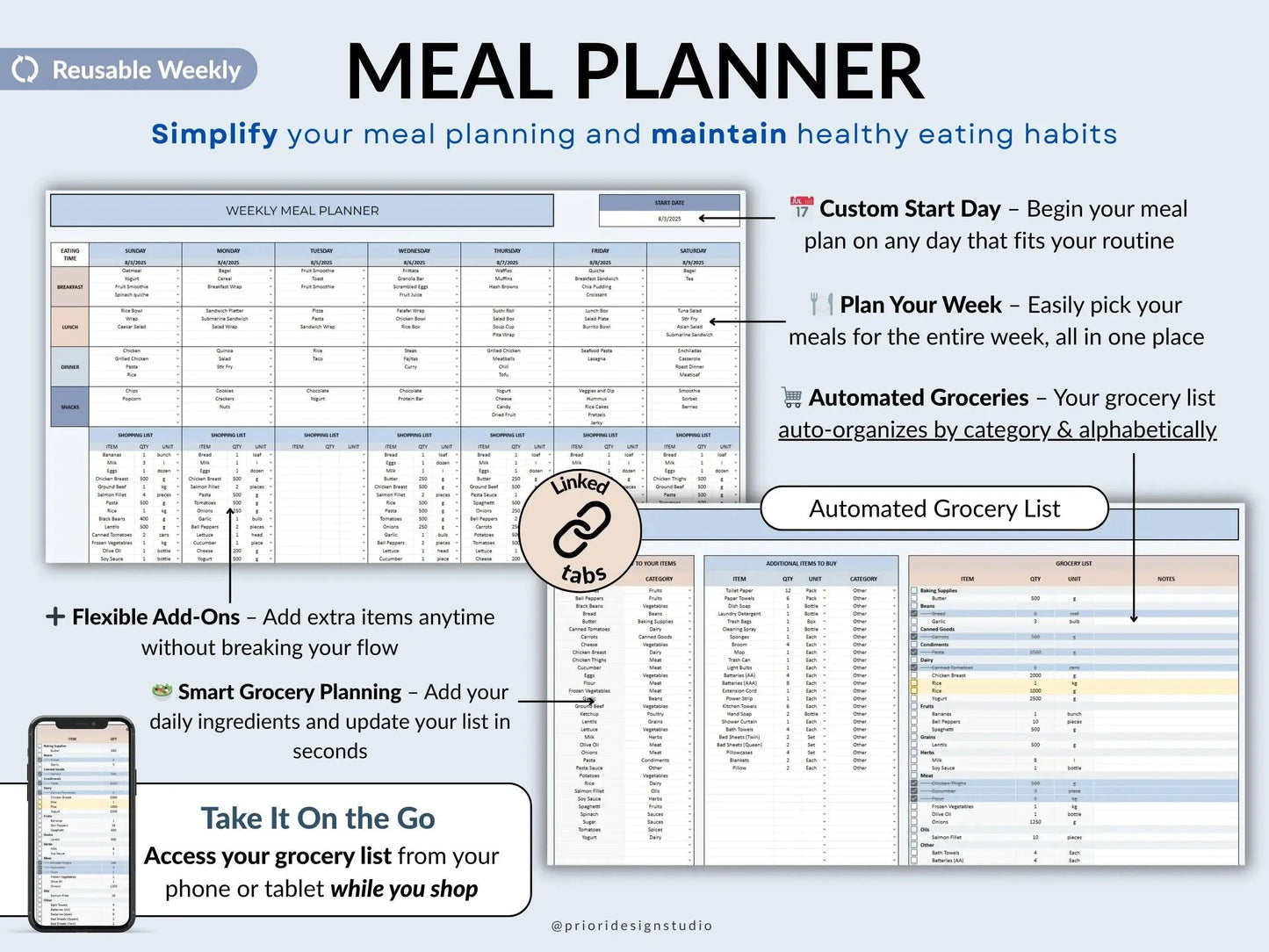 Digital Life Planner Google Sheets Meal Planner Savings Tracker Budget Tracker To Do List Habit Tracker Productivity Goal Allgooddeals