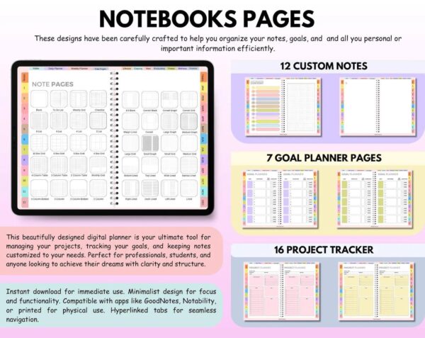 All-in-One Digital Planner 2025, 2026, 2027 – Goodnotes Planner, Apple Google Calendar