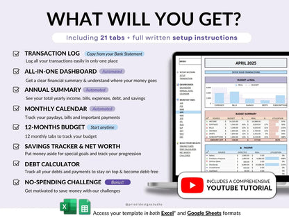 Annual Budget Spreadsheet Excel and Google Sheets Yearly Budget Planner Biweekly Budget Monthly Allgooddeals
