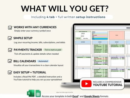 Bill Calendar 2025 2026 Bill Tracker Spreadsheet for Google Sheets and Excel Monthly Smart Bill Planner Editable Personal Allgooddeals