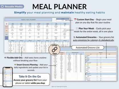 Digital Life Planner Google Sheets Meal Planner Savings Tracker Budget Tracker To Do List Habit Tracker Productivity Goal Allgooddeals